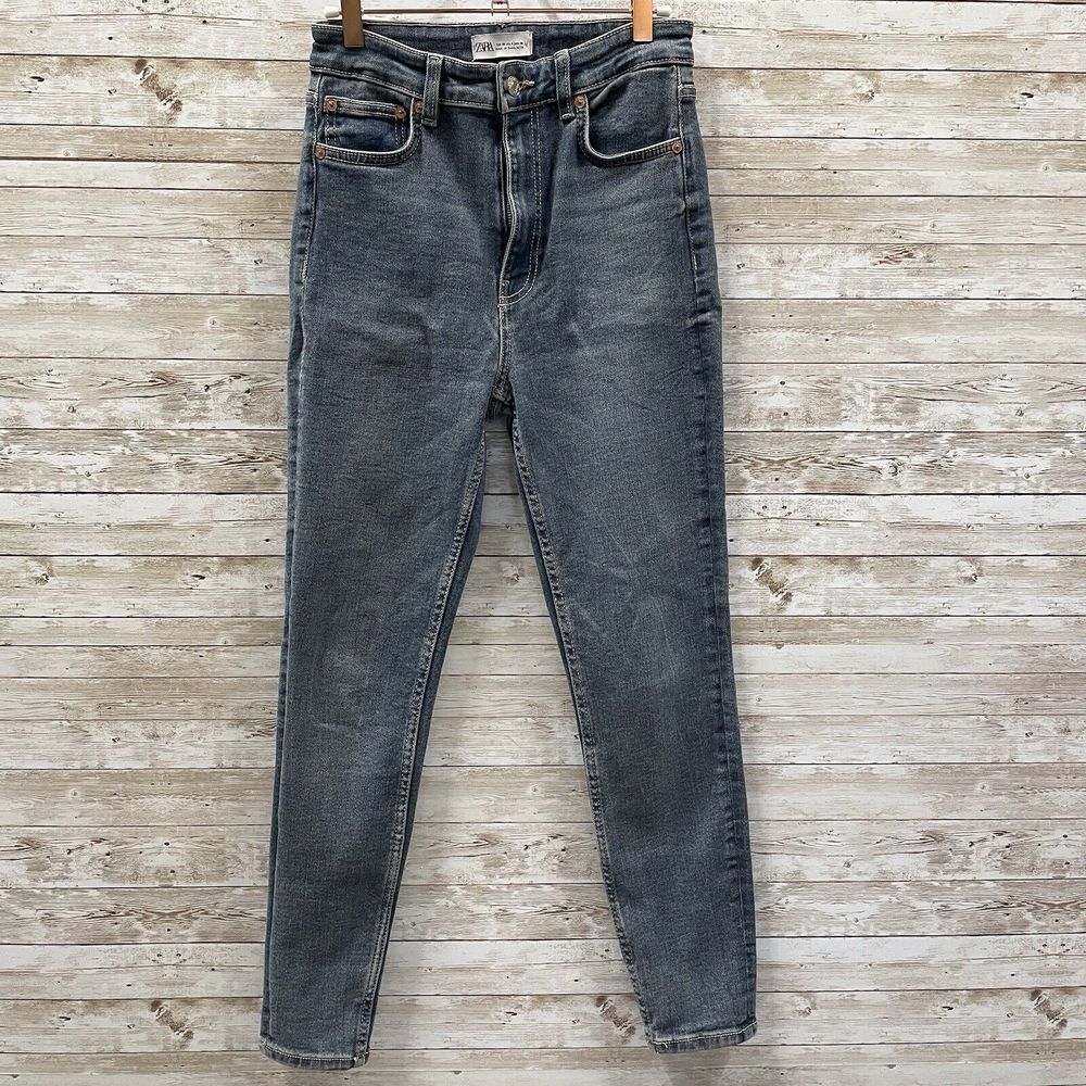 Zara Womens Size 4 Jeans Denim Blue Skinny Ankle Slim 5‎ Pocket Pants Zippered